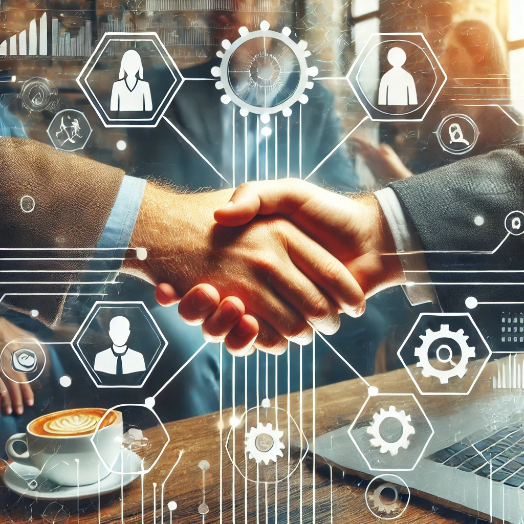 A handshake symbolizing trust and strong customer relationships