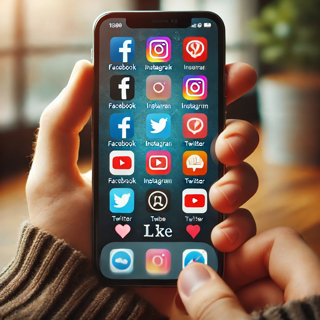 A smartphone screen with popular social media app icons, symbolizing daily social media engagement.